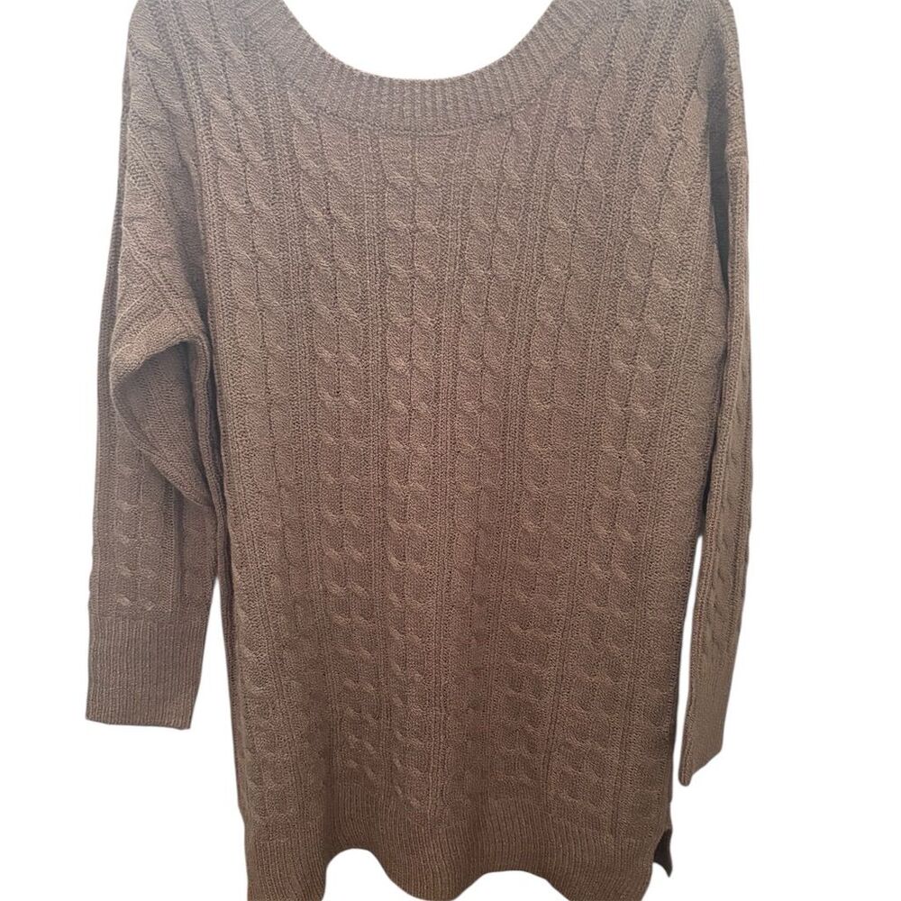 Onetheland Women's Cable‎ Knit Sweater Dress Brown Knee Length Size M